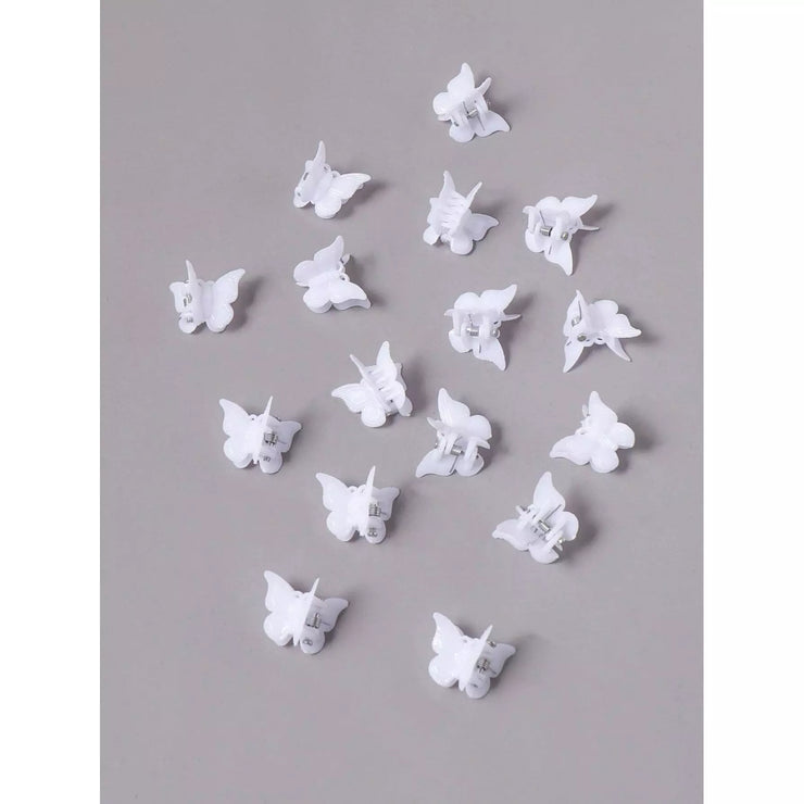 White Butterflies prensas para el cabello 16 unidades